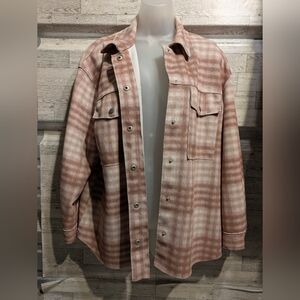 Workshop Republic Clothing Beige and White Shirt Jacket